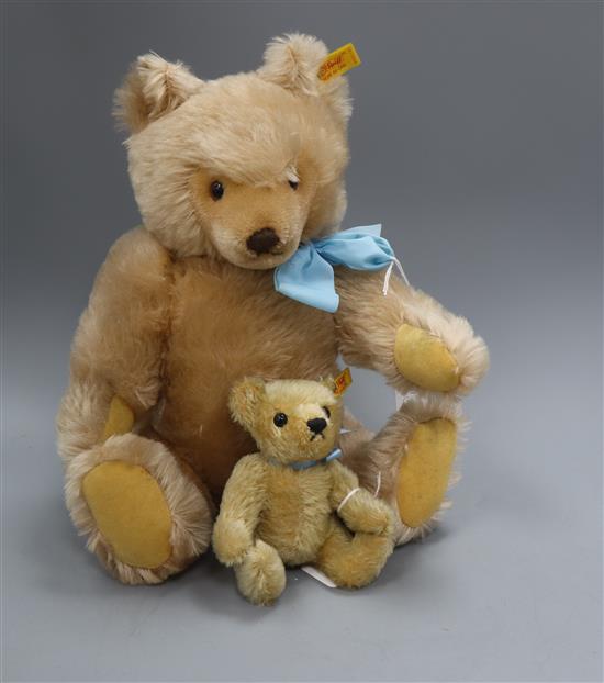 Two Steiff yellow bears Tallest 38cm high